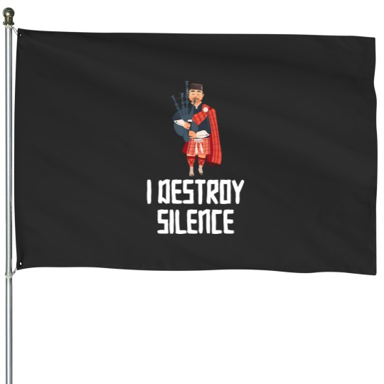Discover I Destroy Silence Funny Bagpiper Musician Gift House Flags