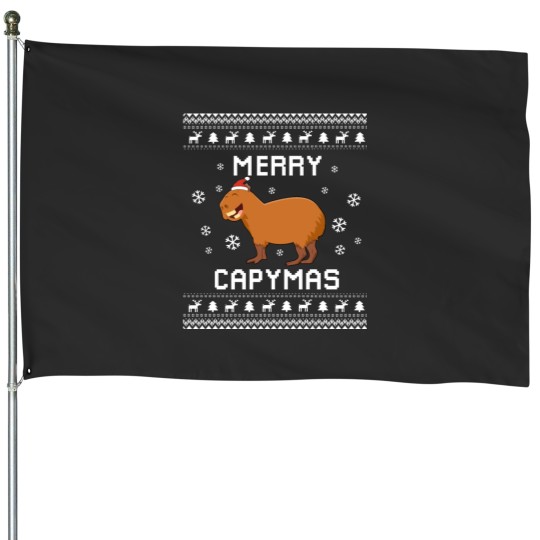Discover Capyba r a Christmas Sweater Capybar a Inu Ugly Xmas Swea Capyba r a Christmas Gift Merry Capymas House Flags