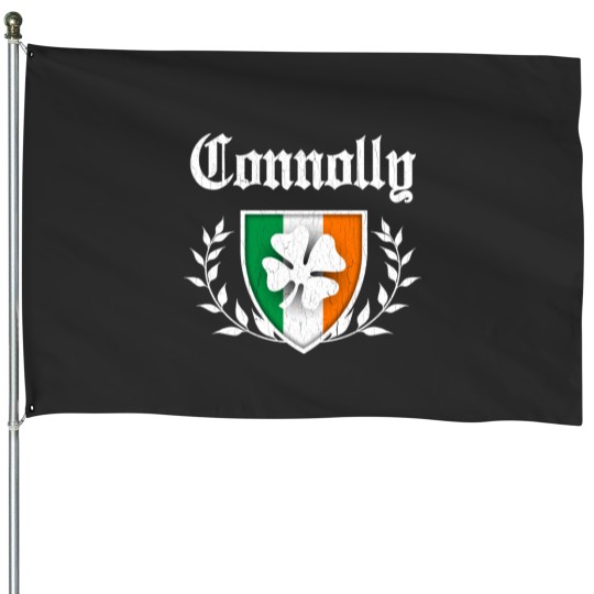 Discover Connolly Family Shamrock Crest (vintage distressed) House Flags