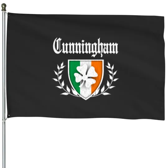 Discover Cunningham Family Shamrock Crest (vintage distressed) House Flags