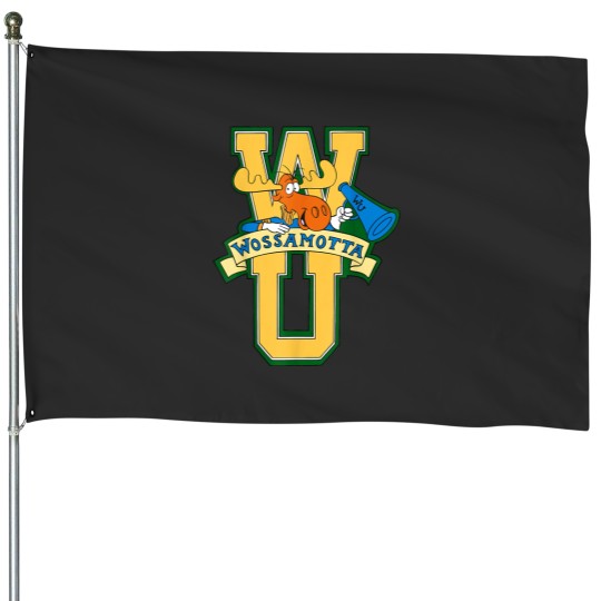 Discover Rocky and Bullwinkle Wossamotta U Logo House Flags