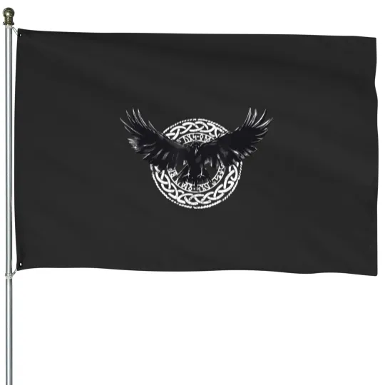 Discover viking viking crow raven compass and runes circle t House Flags