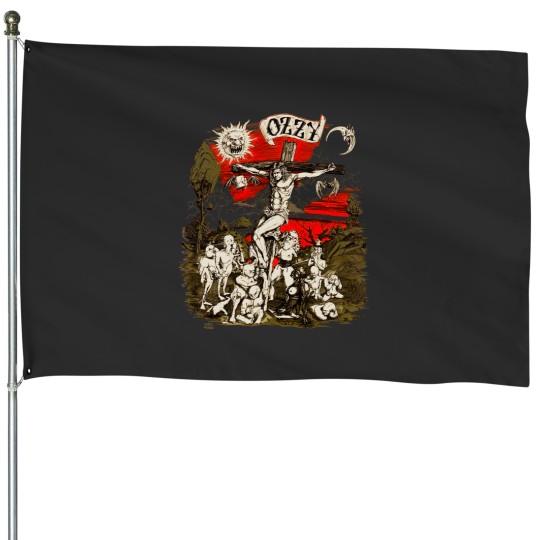 Discover Vintage 1991 Ozzy Osbourne Cross Graphic House Flags