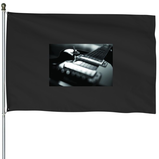 Discover Guitar - Black White Premium Matte Vertical Poster House Flags