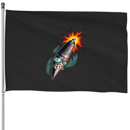 Discover Cool spark plug House Flags