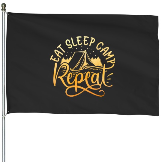 Discover eat sleep camp repeat designe for men and women House Flags