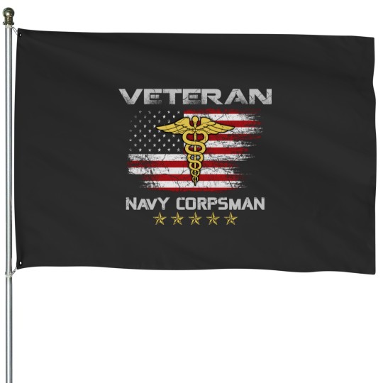 Discover Proud Veteran Navy Corpsman American Flag US navy House Flags