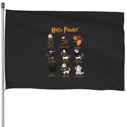 Discover Vintage Funny Hairy Pawter House Flags - House Flags For Cat Lovers