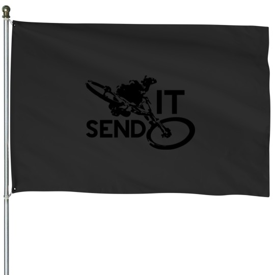 Discover Send It Downhill Mountain biking House Flags