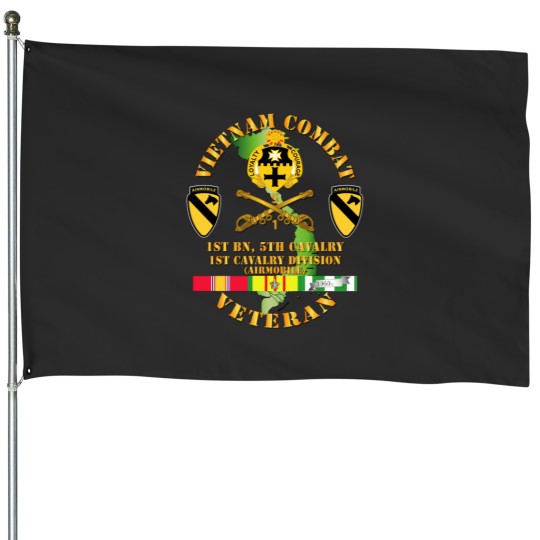 Discover Vietnam Combat Cavalry Veteran w 1st Bn 5th Cav DUI - 1st Cav Div House Flags