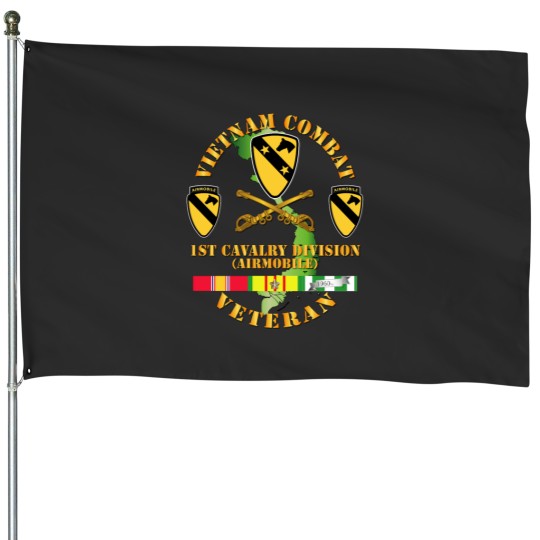Discover Vietnam Combat Veteran w 1st Cav DUI House Flags