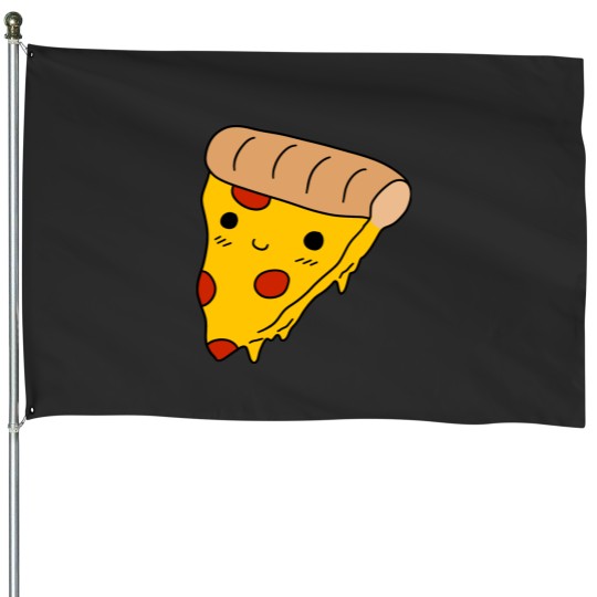 Discover Happy Pizza Slice House Flags