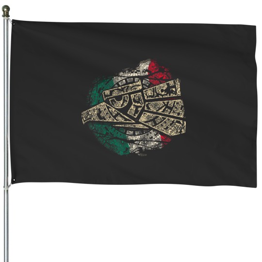 Discover mexico sacred aztec calendar mexican eagle archeological House Flags