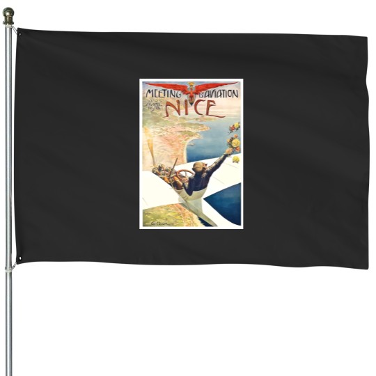Discover 1910 Meeting dAviation Nice France Advertising House Flags