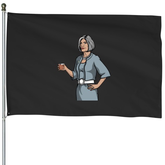 Discover Malory Archer Holding A Glass With A Drink In It And Malory Is Smiling House Flags