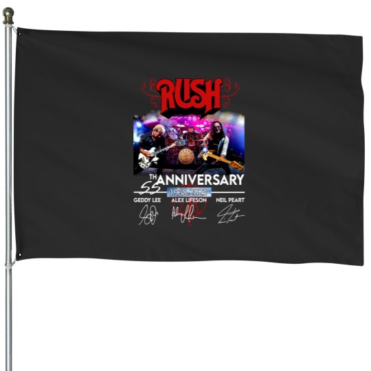Discover 55 Years RUSH Band 1968-2023 Signatures House Flags