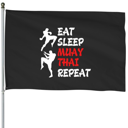 Discover Muay Thai Eat Sleep Repeat Thai Boxing Kickboxing House Flags