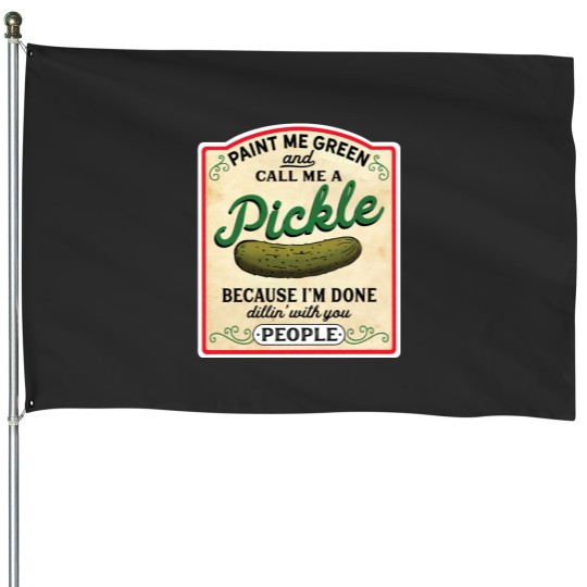 Discover Vintage Green Pickle Lover House Flag