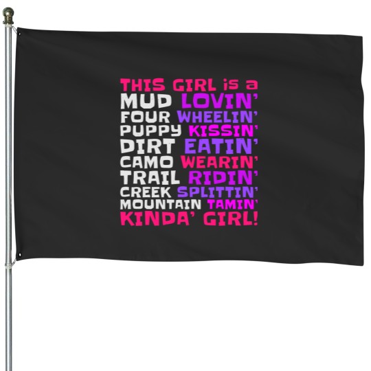 Discover Funny ATV Quad Bike Riding Girl AllTerrain Four Wheeler House Flags
