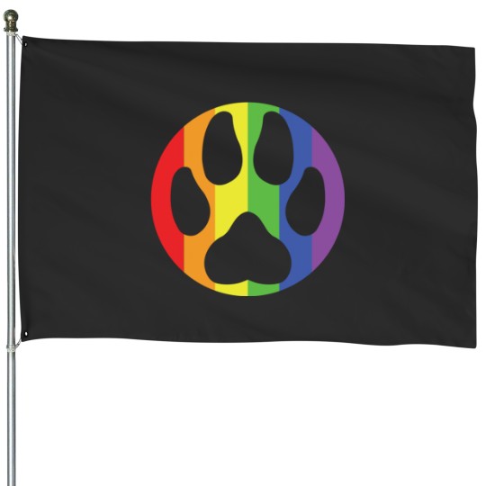 Discover Paw in a circle - Pride (Rainbow) Sticker House Flags
