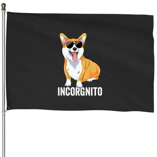 Discover Incorgnito Corgi Dog Pun Pet Lover House Flags