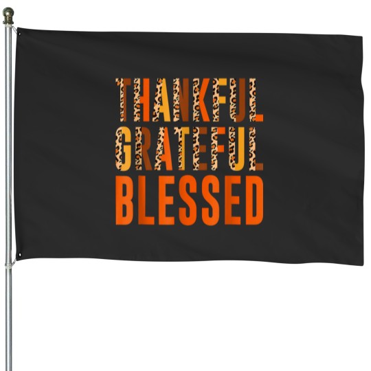 Discover Leopard Thankful Grateful Blessed Thanksgiving Day 8938 House Flags