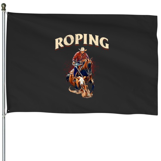 Discover Calf Roping Horse and Cowboy 2Roping 21 House Flags