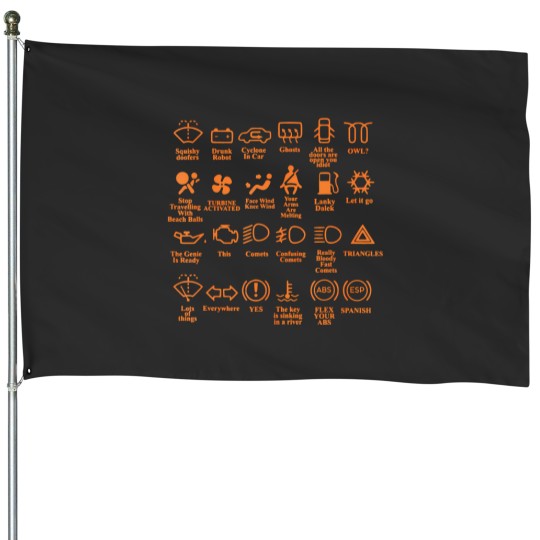 Discover dash icons car warning lights car garage mechanic driver t House Flags