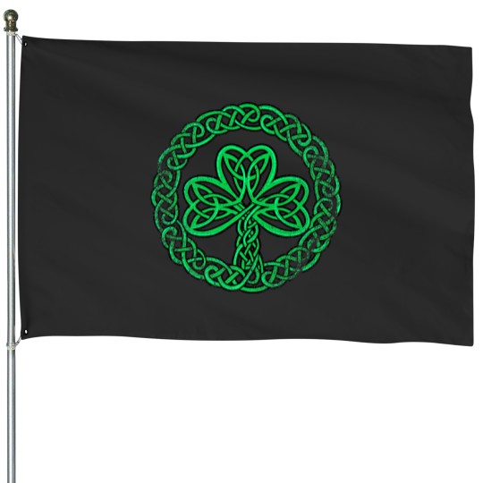 Discover Irish Celtic Knot Shamrock Distressed Clover House Flags