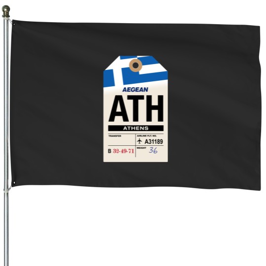 Discover Athens (ATH) Airline Luggage Tag Sticker House Flags