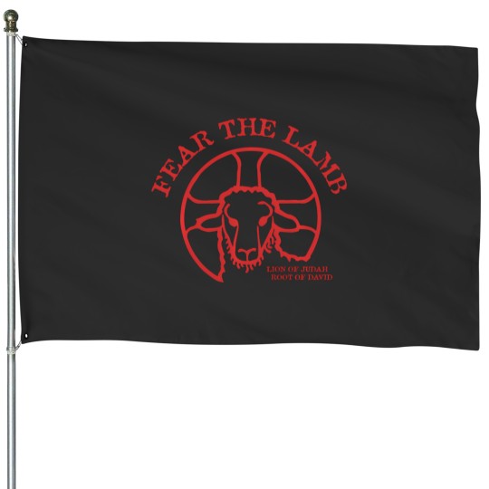 Discover fear the lamb of god jesus christ christian savior messiah sweat House Flags