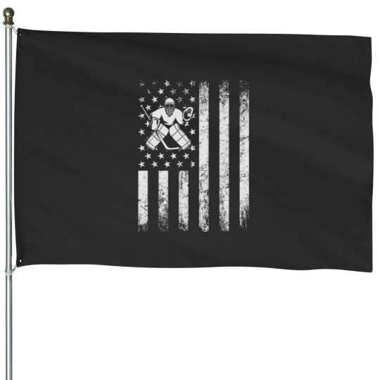 Discover Ice Hockey Goalie American Flag Hockeyplayer House Flags
