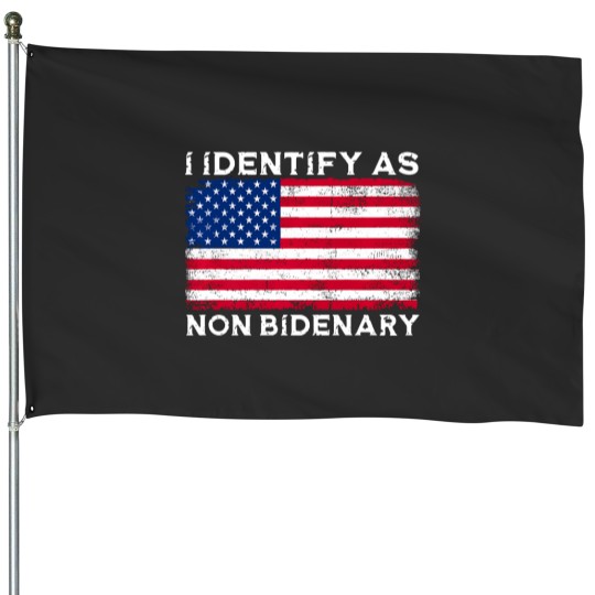 Discover i identify as non bidenary patriot american flag 4th of july premium t House Flags