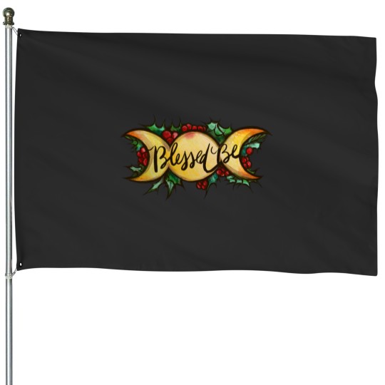 Discover Blessed Be Yule Triple Moon House Flags