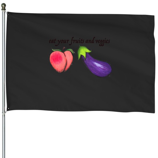 Discover Peach and Eggplant Emojis - Eat Your Fruits and Veggies House Flags