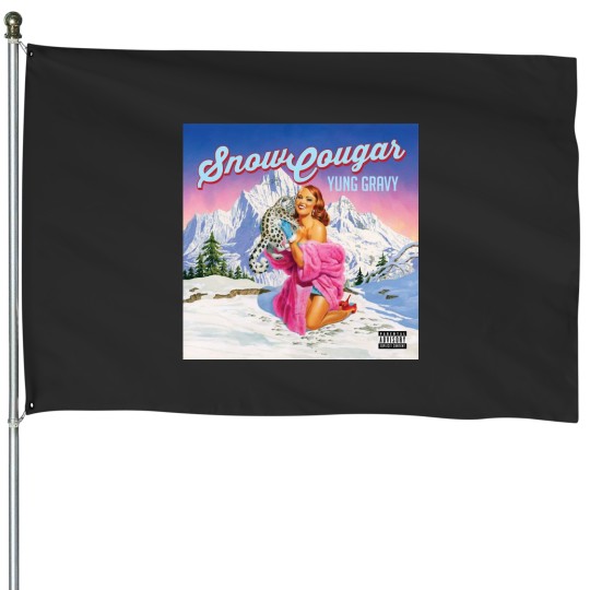 Discover Snow cougar House Flags