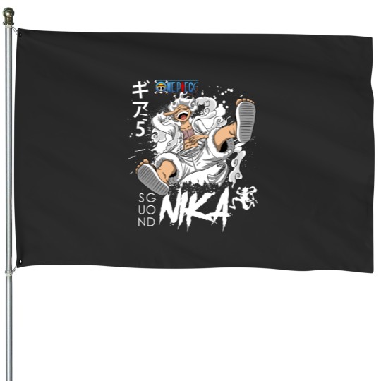 Discover Luffy Sun God Nika - Gear 5 White House Flags