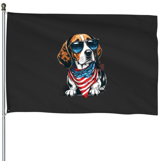 Discover beagle with american flag patriotic usa for 4th of july t House Flags
