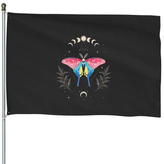 Discover Genderflux Luna Moth LGBT Pride Flag Nonbinary Transgender House Flags