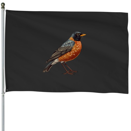 Discover American robin bird lover illustration House Flags