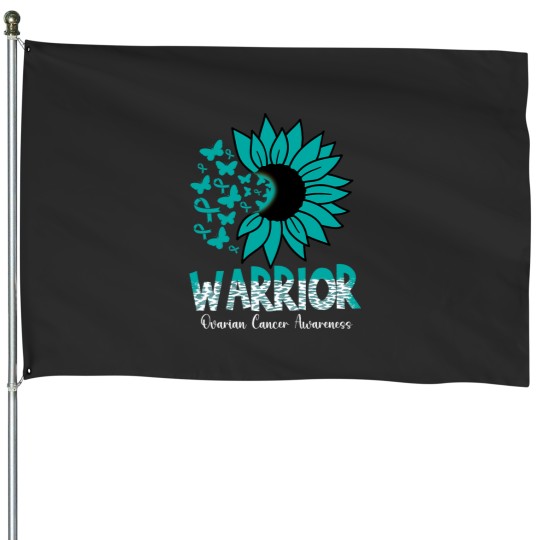 Discover Warrior Survivor Support Teal Ribbon Ovarian Cancer Awarenes House Flags