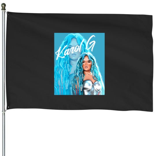 Discover Rectangle Karol  with Blue Hair Illustration House Flags