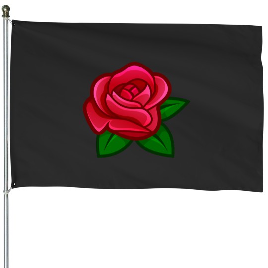 Discover Red Rose Flower House Flags