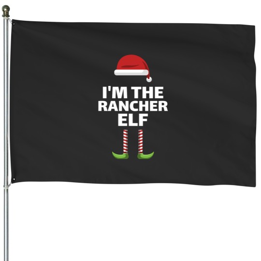 Discover Christmas rancher elf matching group costume House Flags