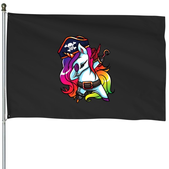 Discover Unicorn Pirate Cute House Flags