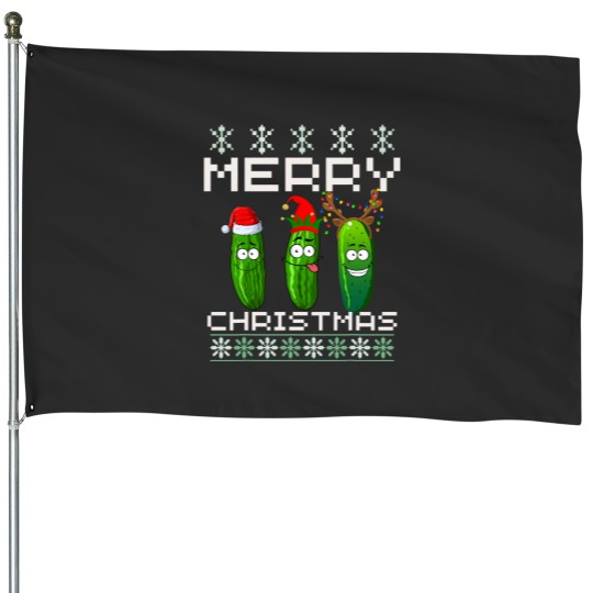 Discover Pickle Lover Xmas Lighting Santa Ugly Pickle House Flags