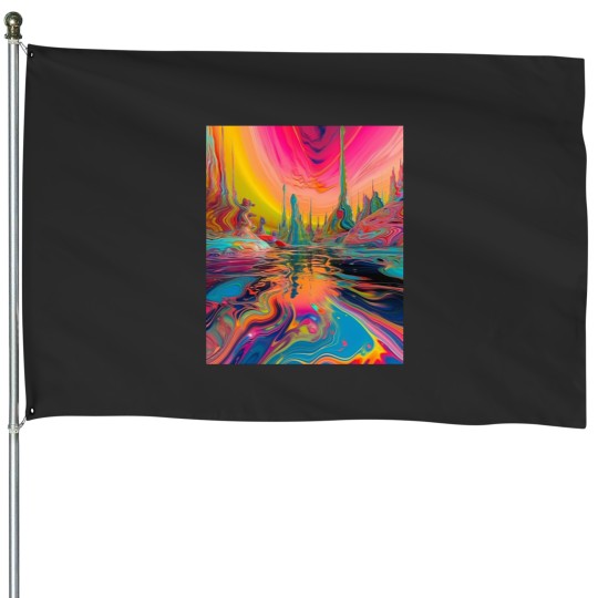 Discover s ParadiseCanvas Print House Flags