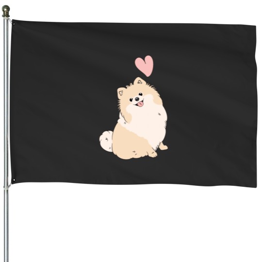 Discover LOVE Cream Pomeranian House Flags
