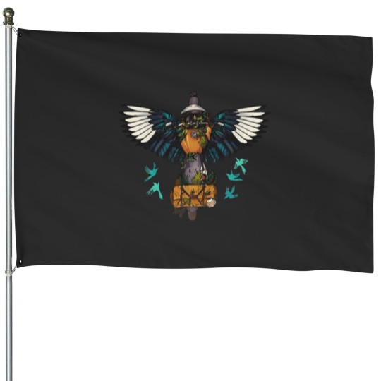 Discover As the Magpie Flies 5k Commemorative Illustratoin House Flags