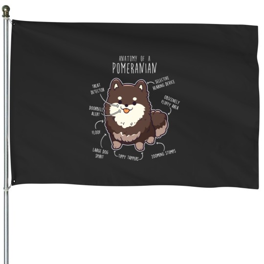Discover Chocolate and Tan Pomeranian Dog Anatomy (2) House Flags